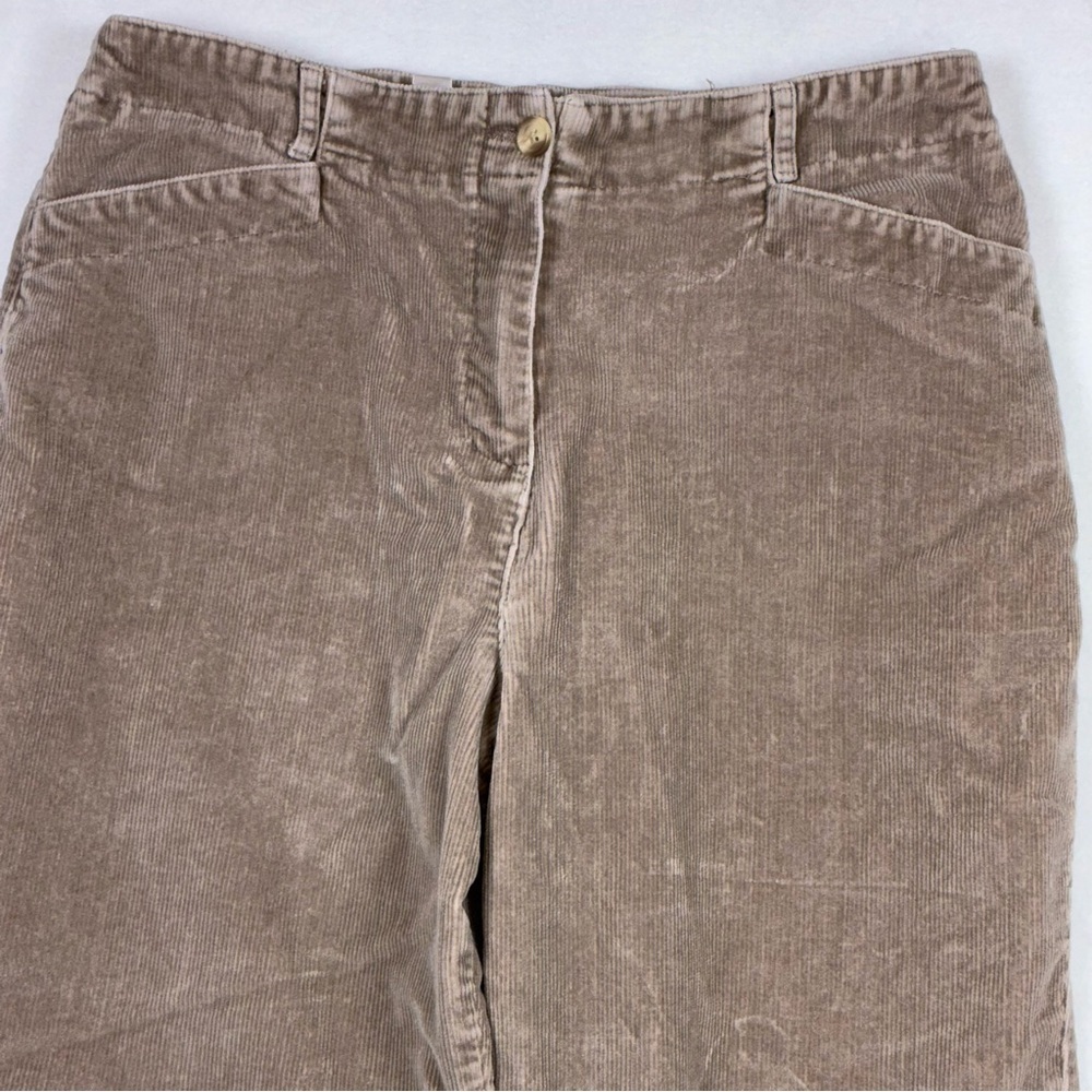 Talbots petite Taupe Corduroy Straight Leg Pants Stretch 14 Petite
